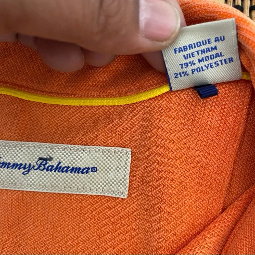 Tommy‎ Bahama Men's Polo Shirt Size Large Modal-blend Orange Casual Bright Color